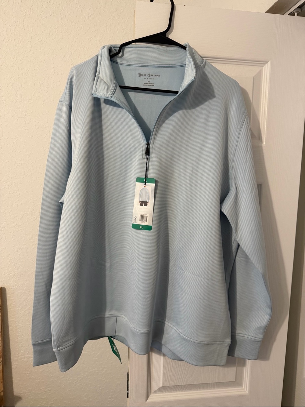 Hickey Freeman Light Blue Men's Zip-Up Pullover